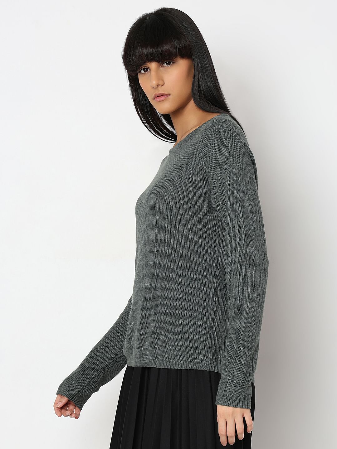 Green Boatneck Pullover