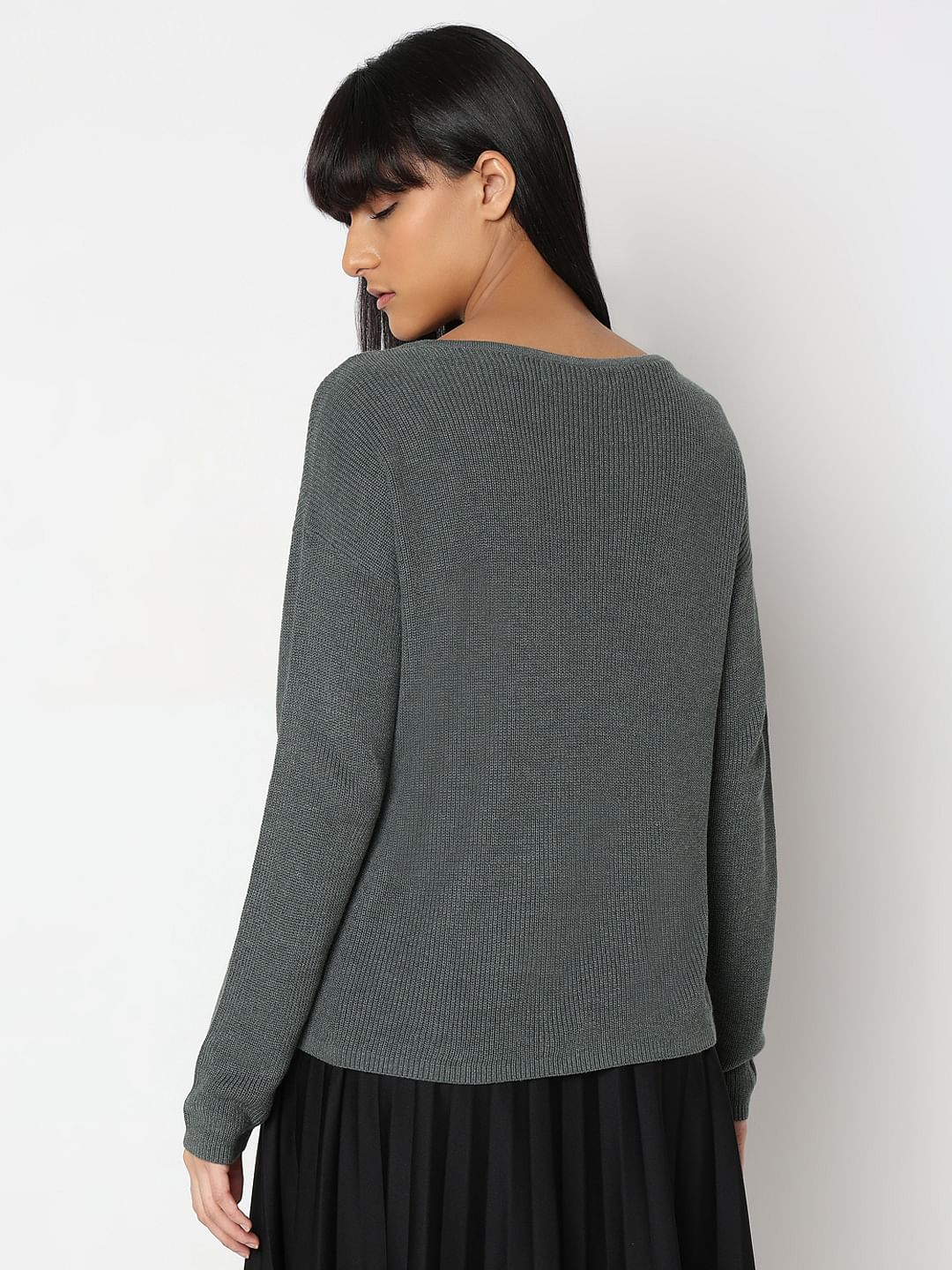 Green Boatneck Pullover