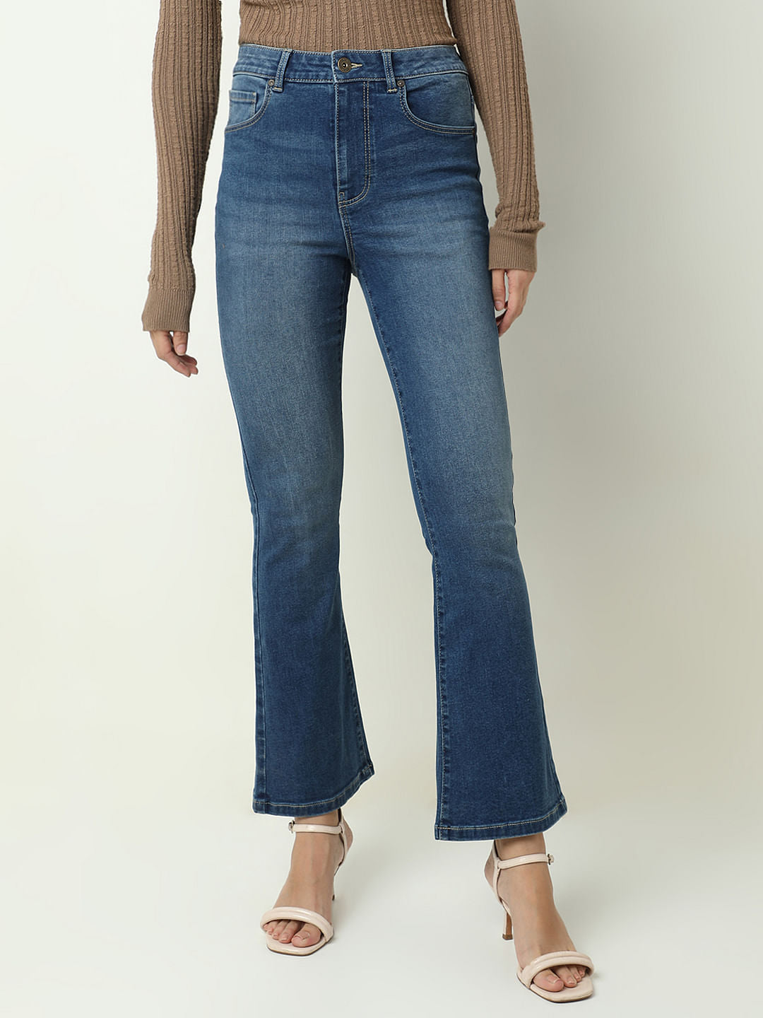 Blue High Rise Flared Jeans