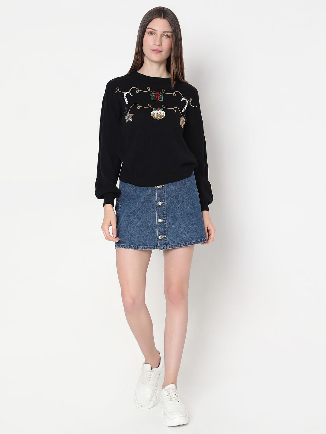 Black Christmas Print Pullover