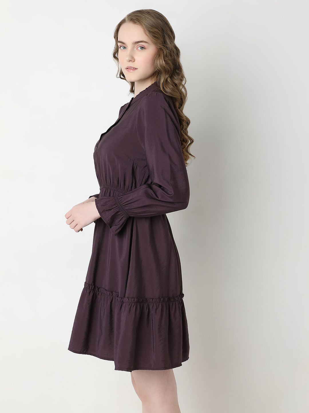 Plum Tiered Fit & Flare Dress