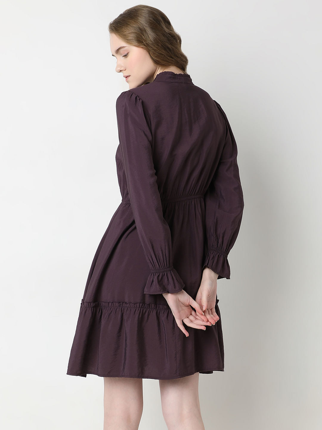 Plum Tiered Fit & Flare Dress