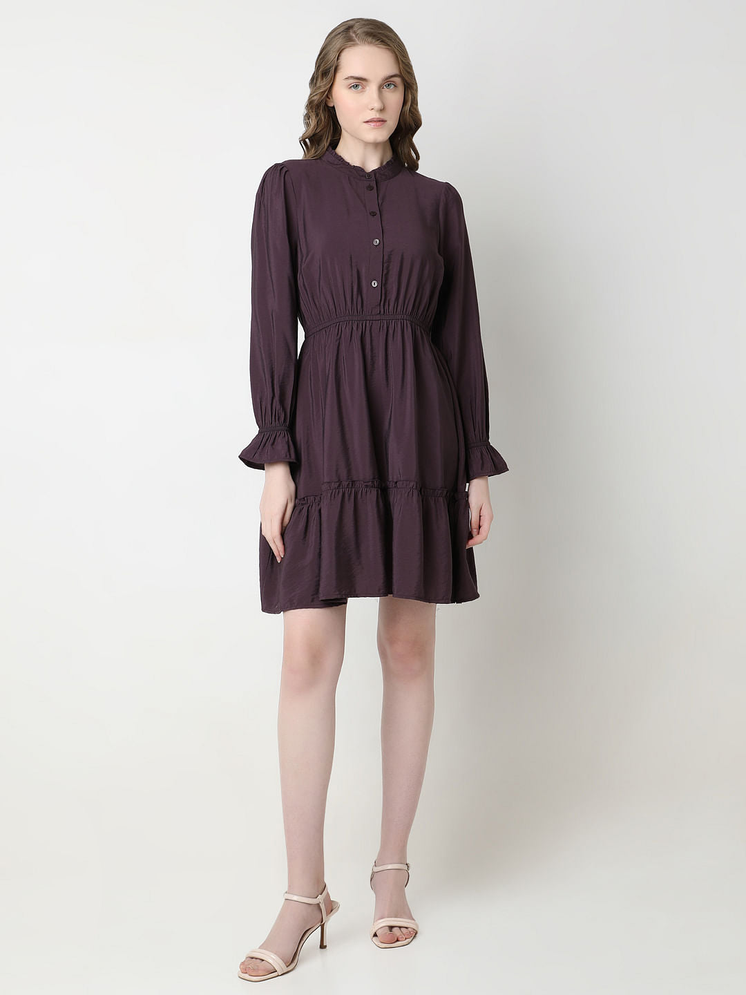 Plum Tiered Fit & Flare Dress
