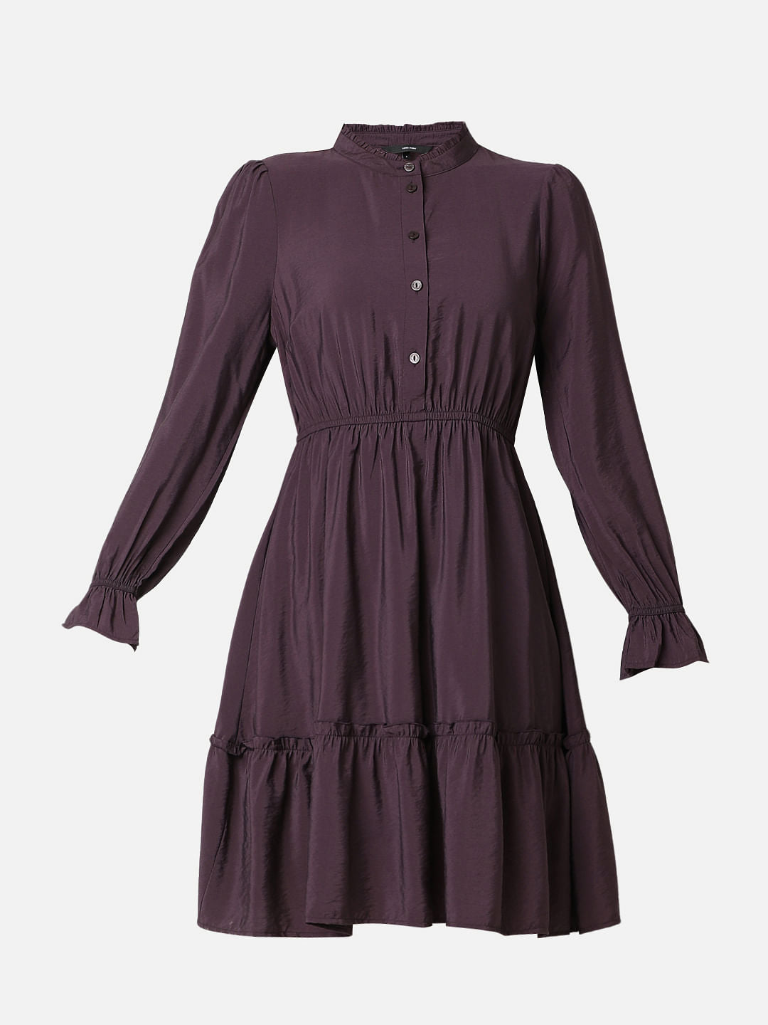 Plum Tiered Fit & Flare Dress