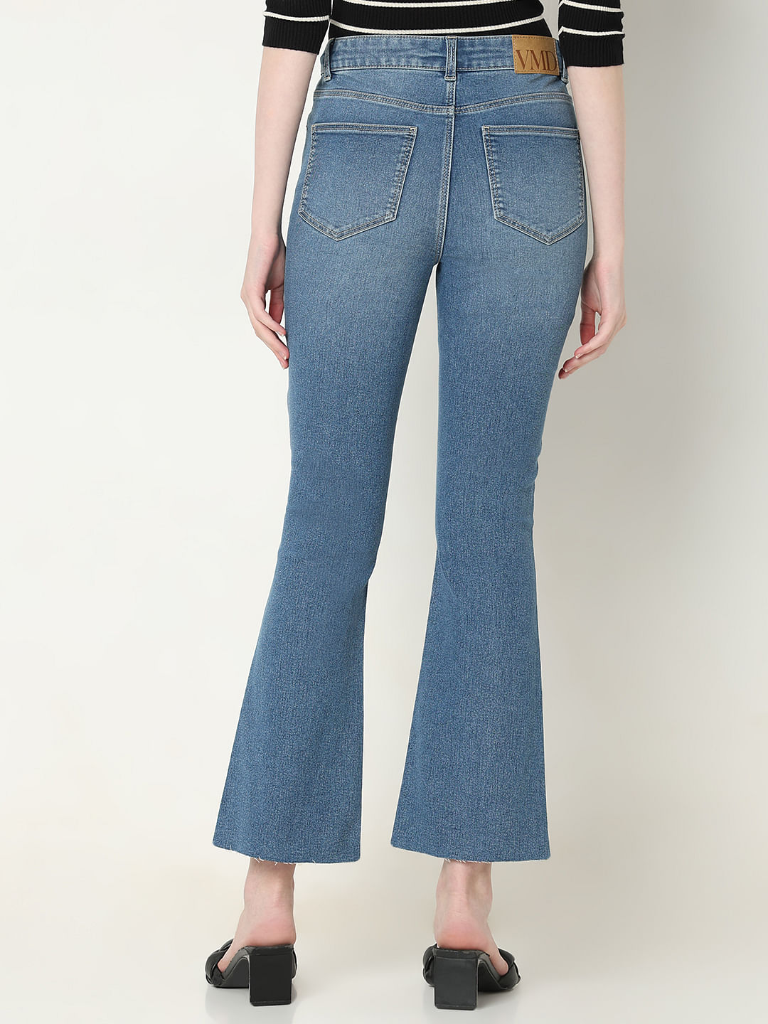 Blue Mid Rise Flared Jeans
