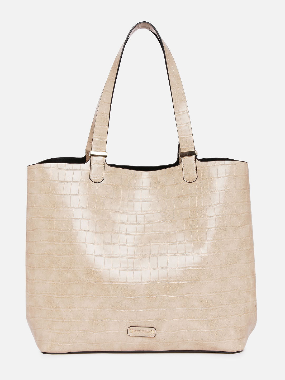 Beige Croc Embossed Tote