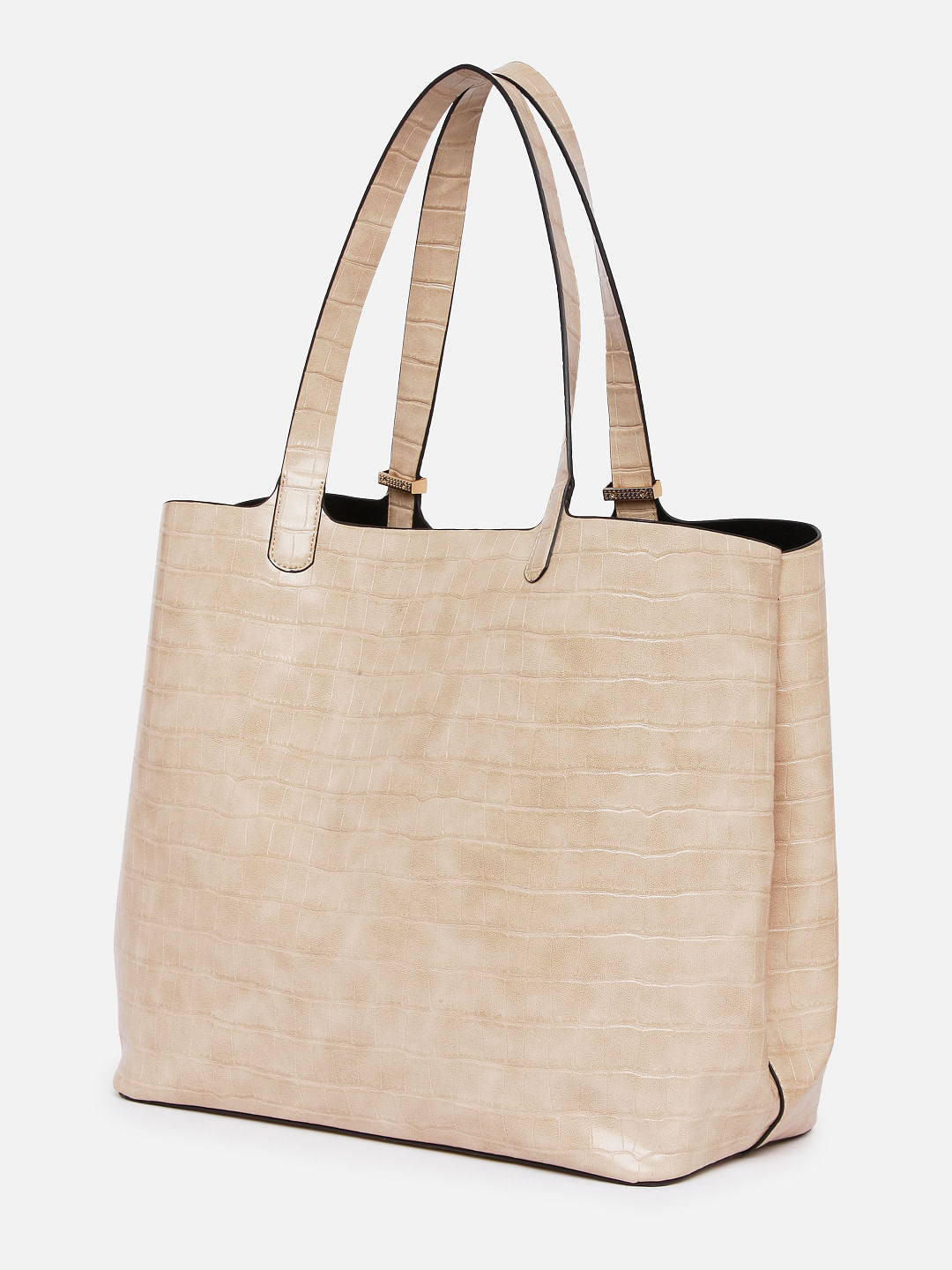 Beige Croc Embossed Tote