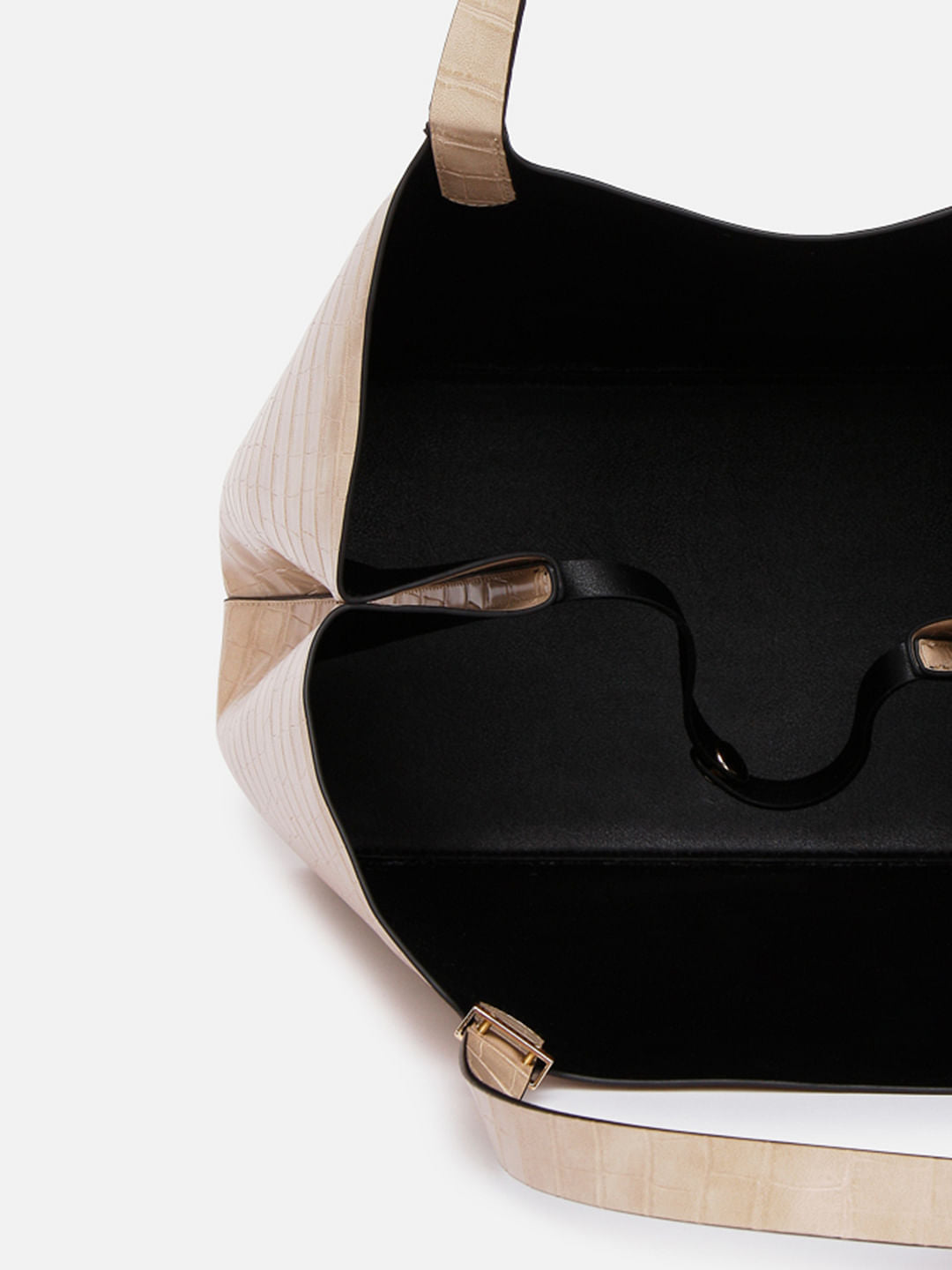 Beige Croc Embossed Tote