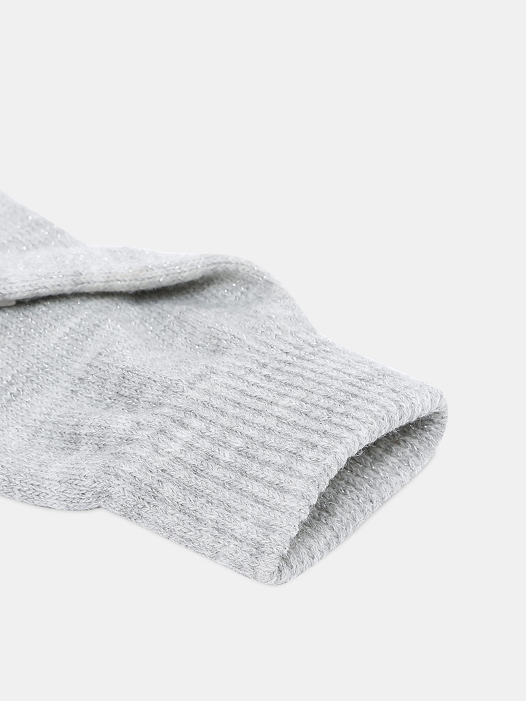 Light Grey Lurex Yarn Gloves