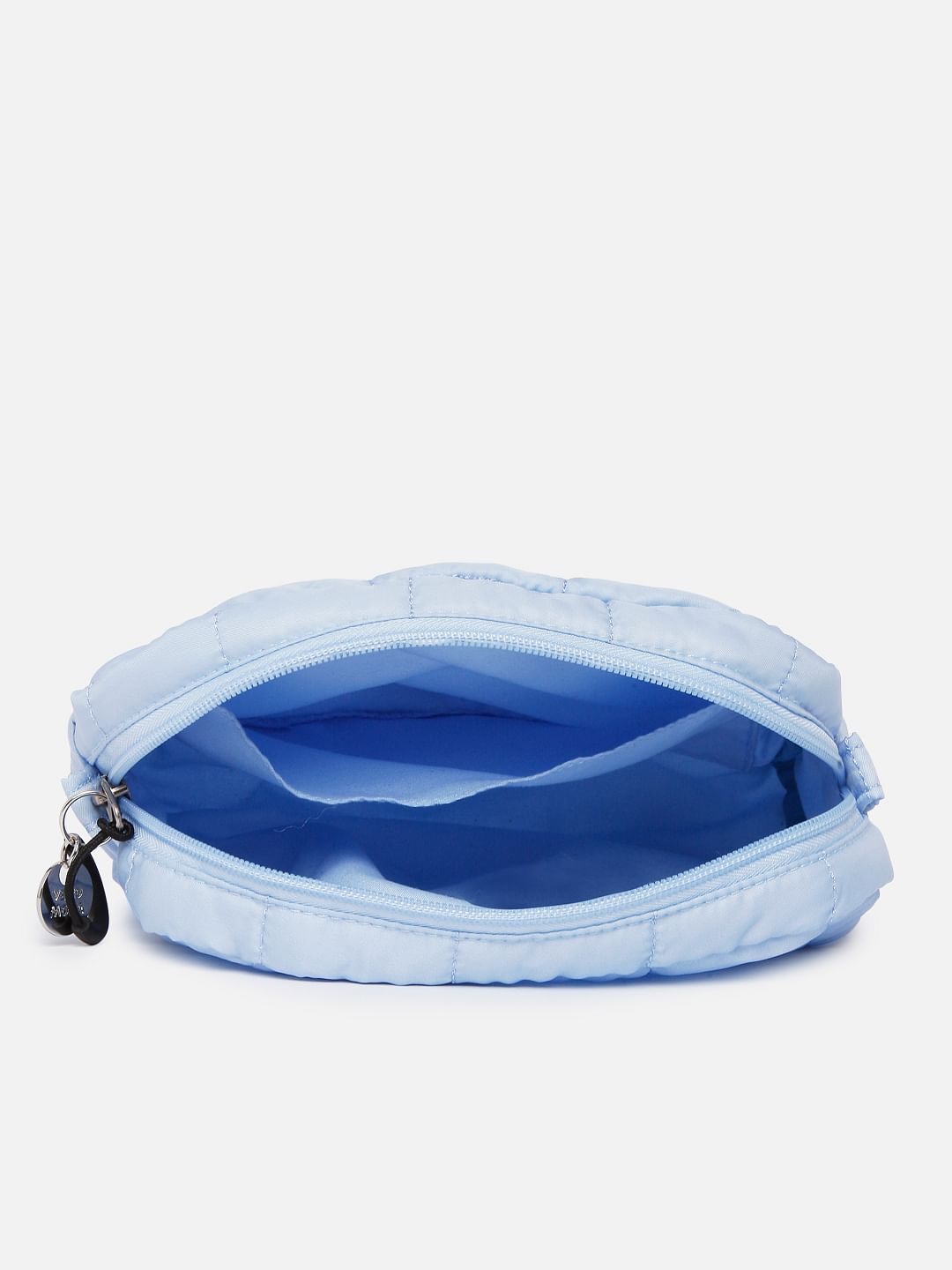 Blue Quilted Makeup Pouch