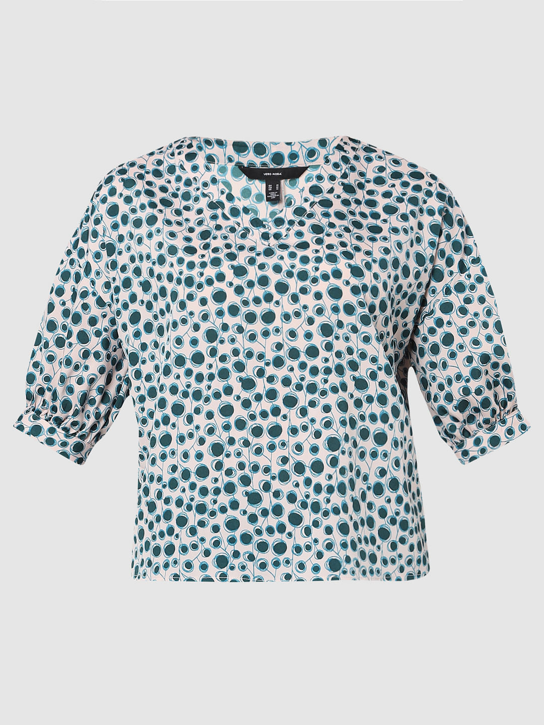 Black Abstract Print Top