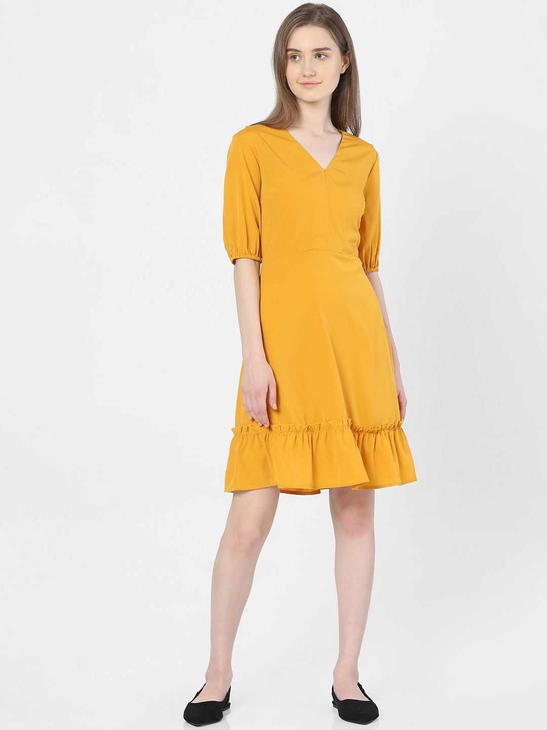 Yellow Fit & Flare Dress