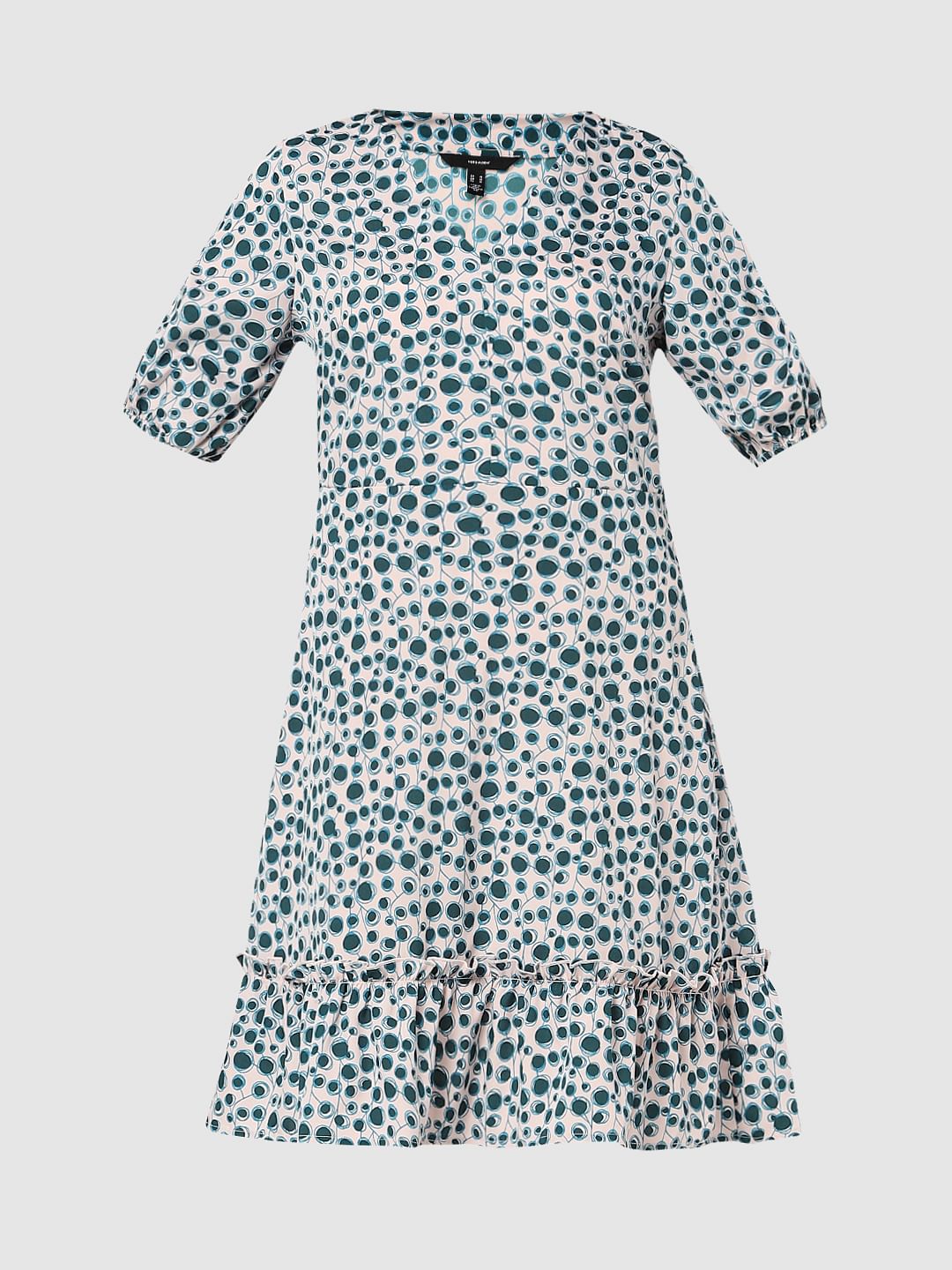 Peach All Over Print Dress