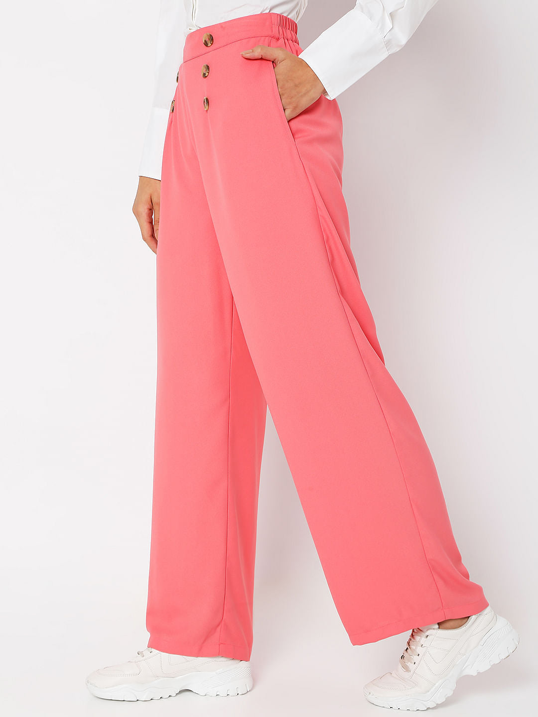 Pink High Rise Flared Pants