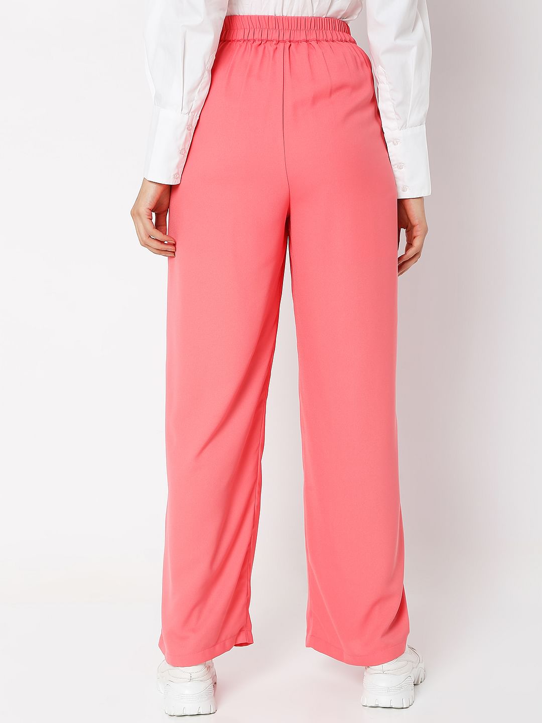 Pink High Rise Flared Pants