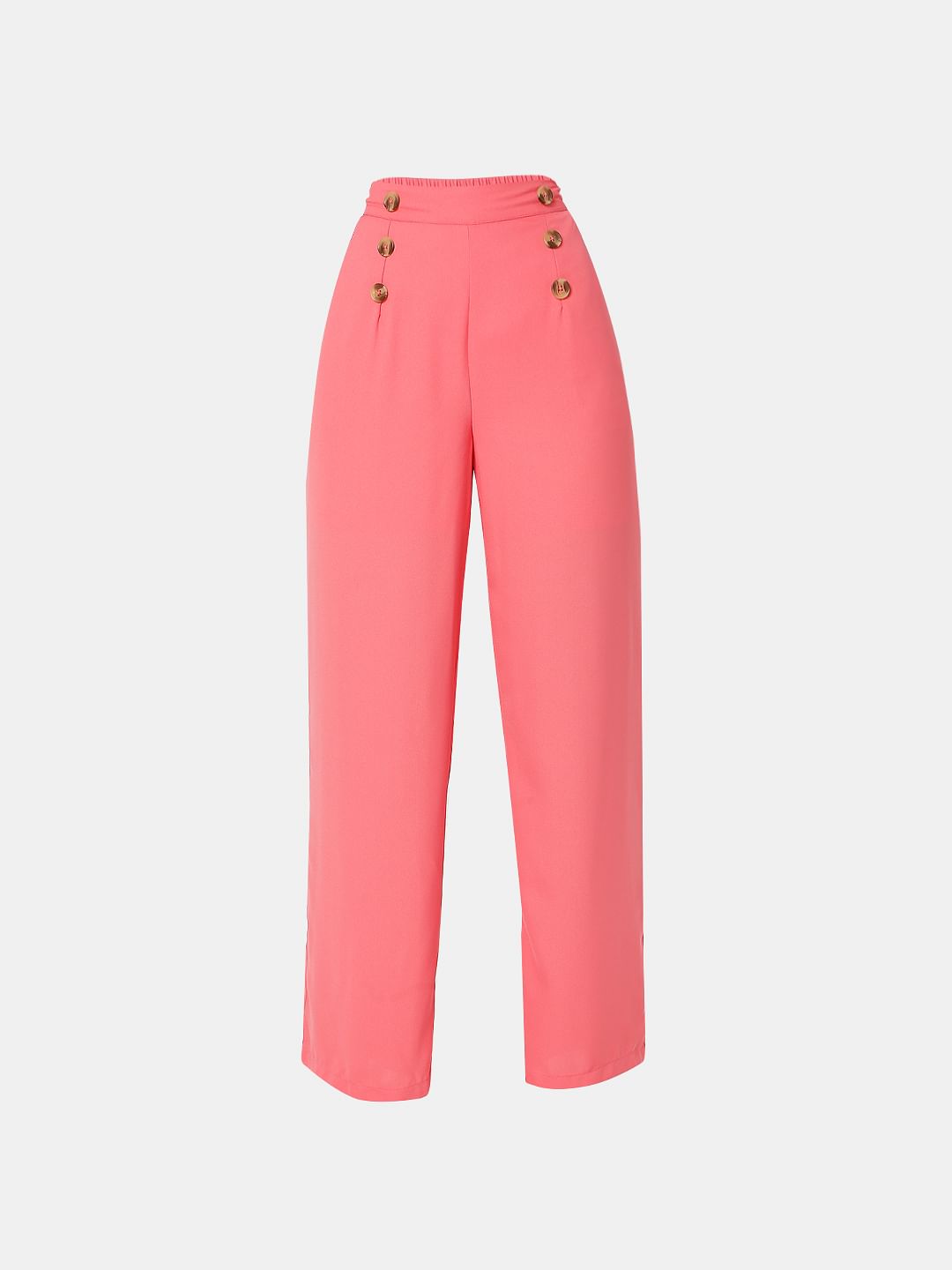 Pink High Rise Flared Pants