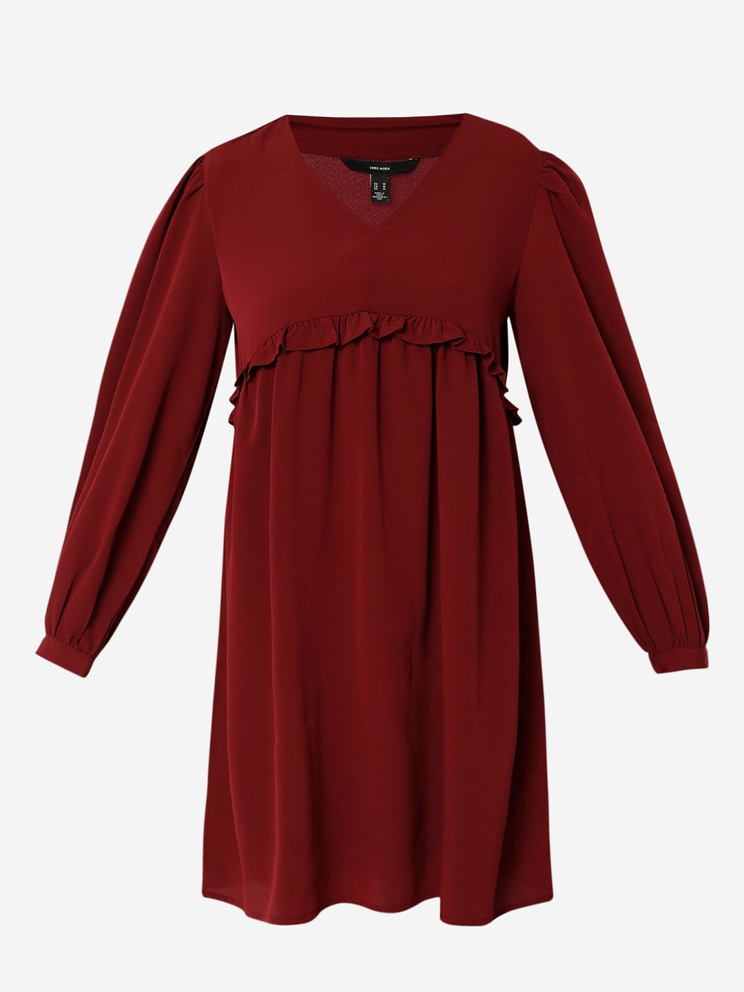Wine V-Neck Shift Dress