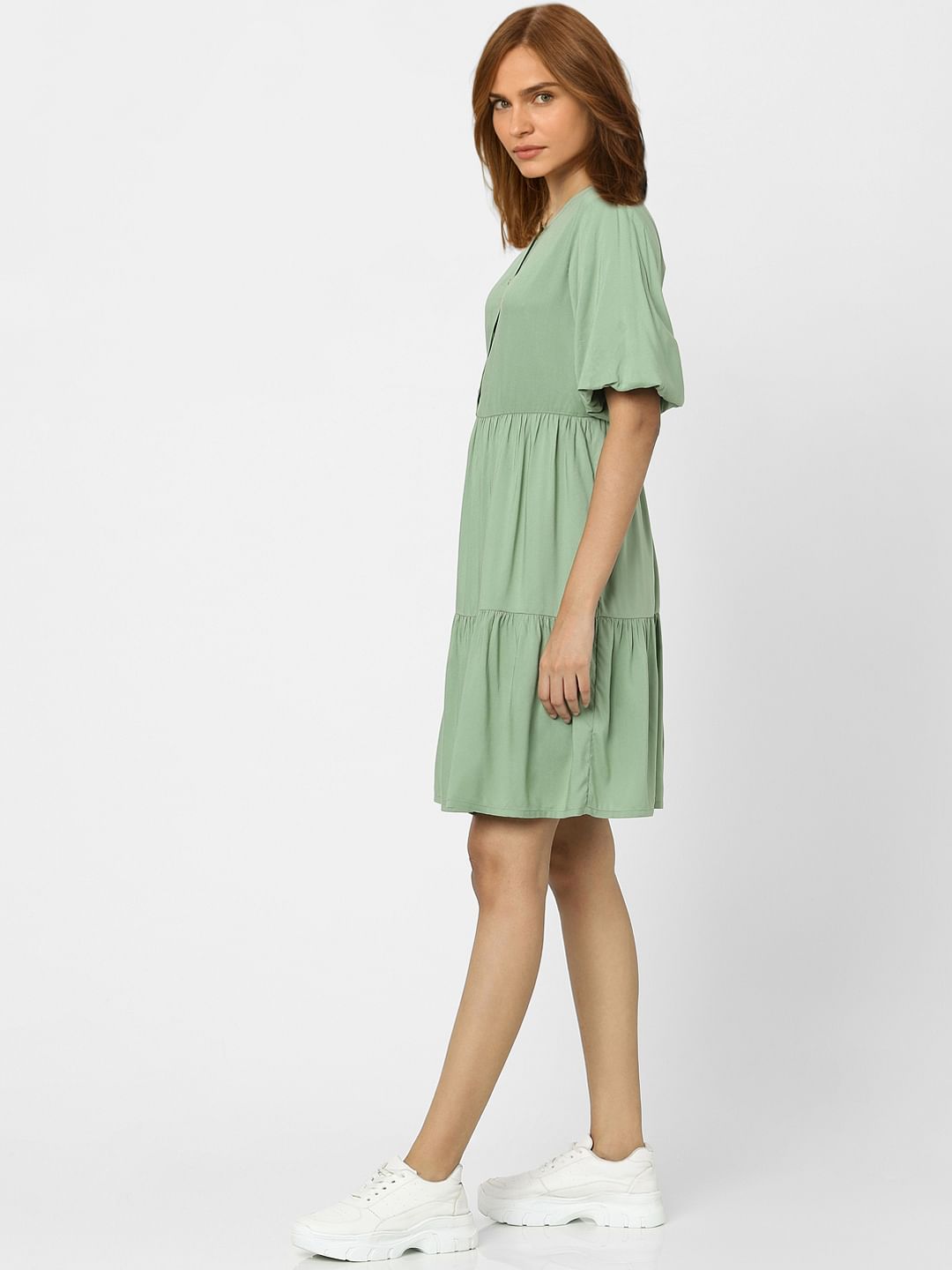 Green Tiered Shift Dress