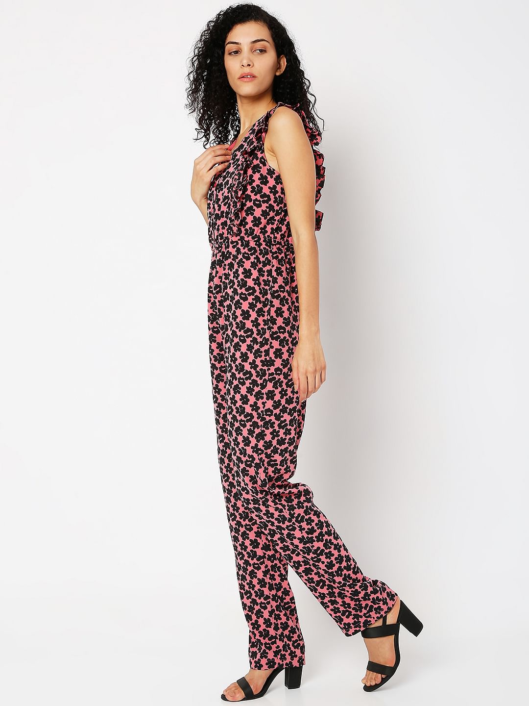Pink Floral Print Jumpsuit