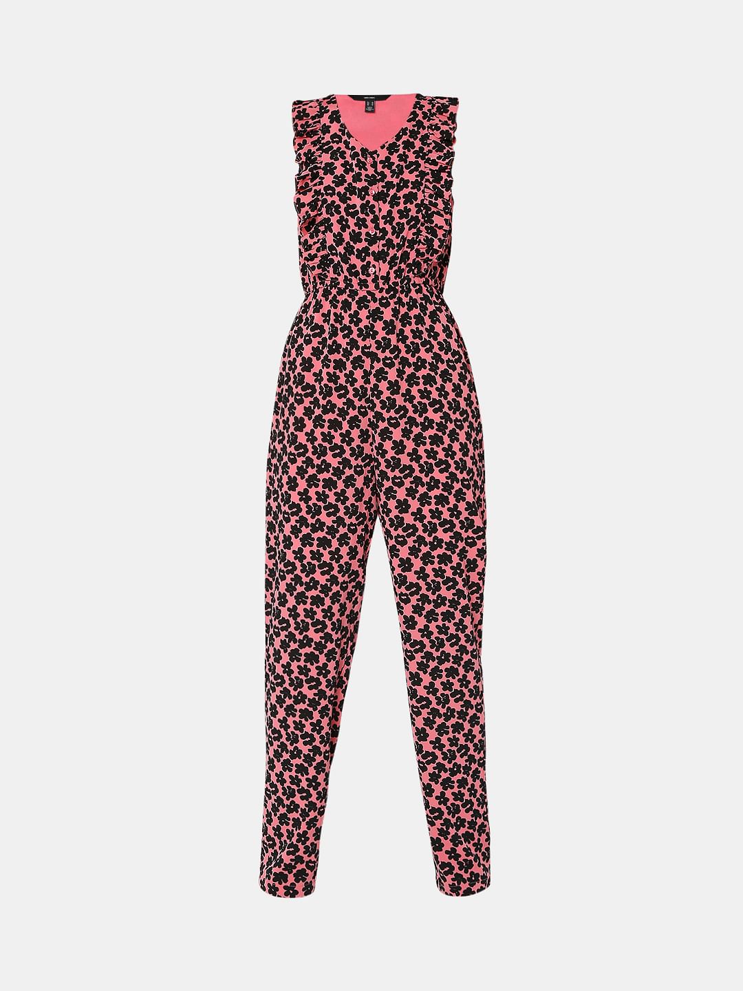 Pink Floral Print Jumpsuit