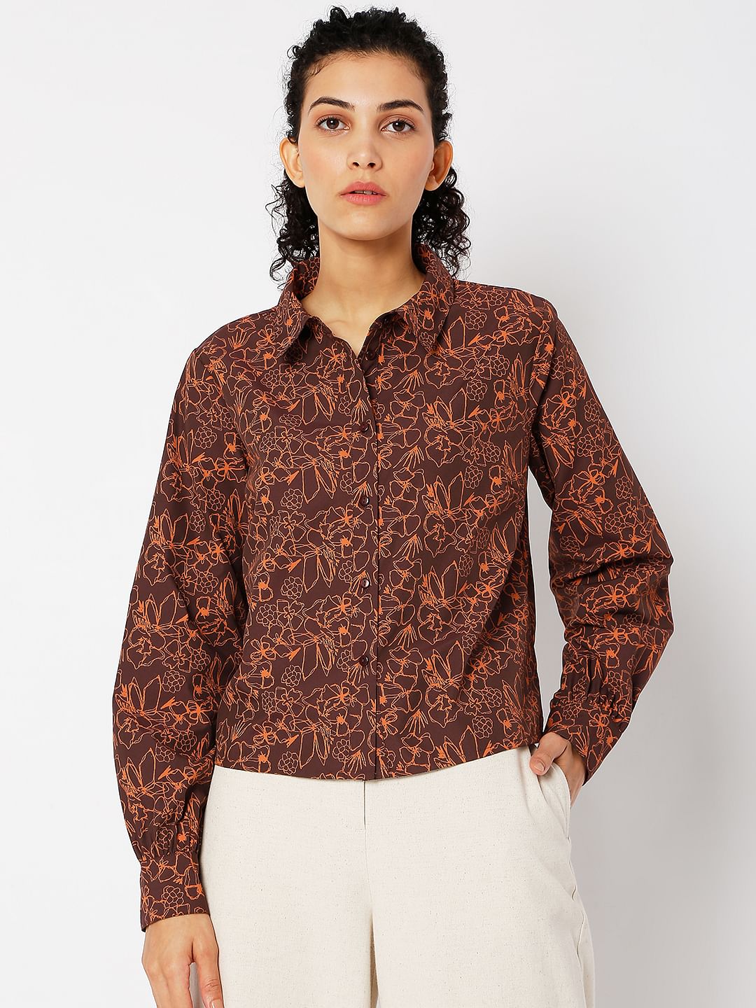 Brown Floral Shirt