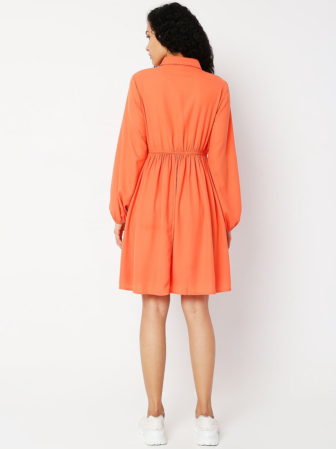 Orange Tiered Shift Dress