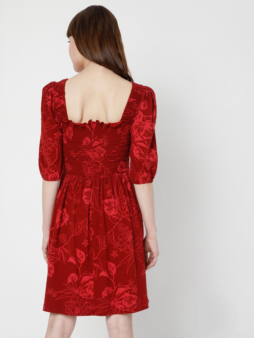 Red Floral Fit & Flare Dress