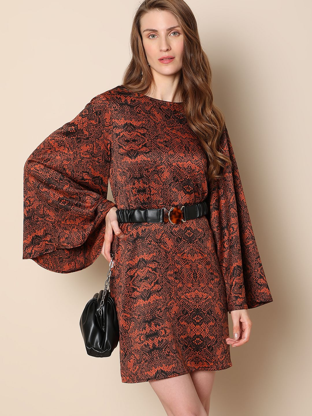 Brown & Black Animal Print Mini Dress