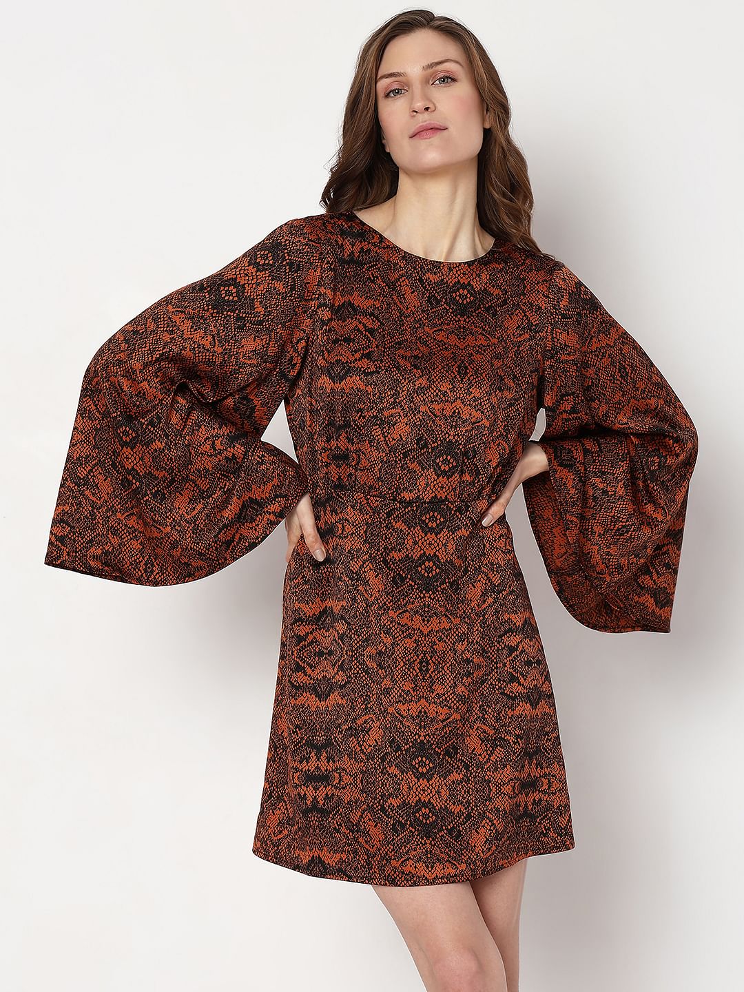 Brown & Black Animal Print Mini Dress