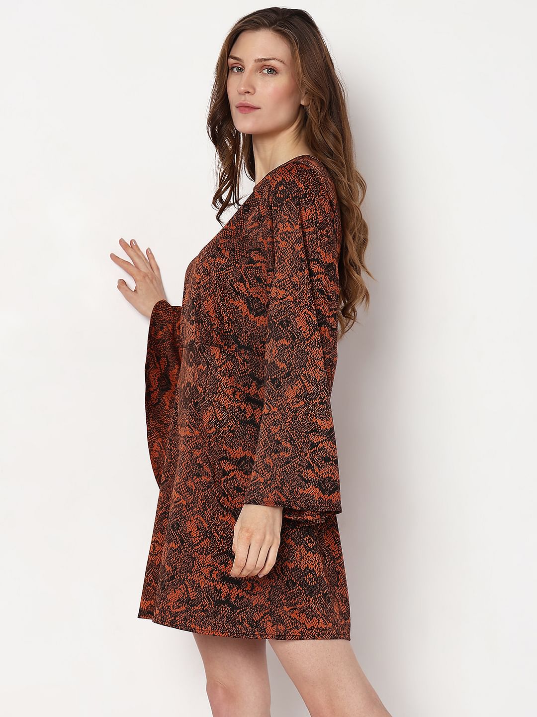 Brown & Black Animal Print Mini Dress