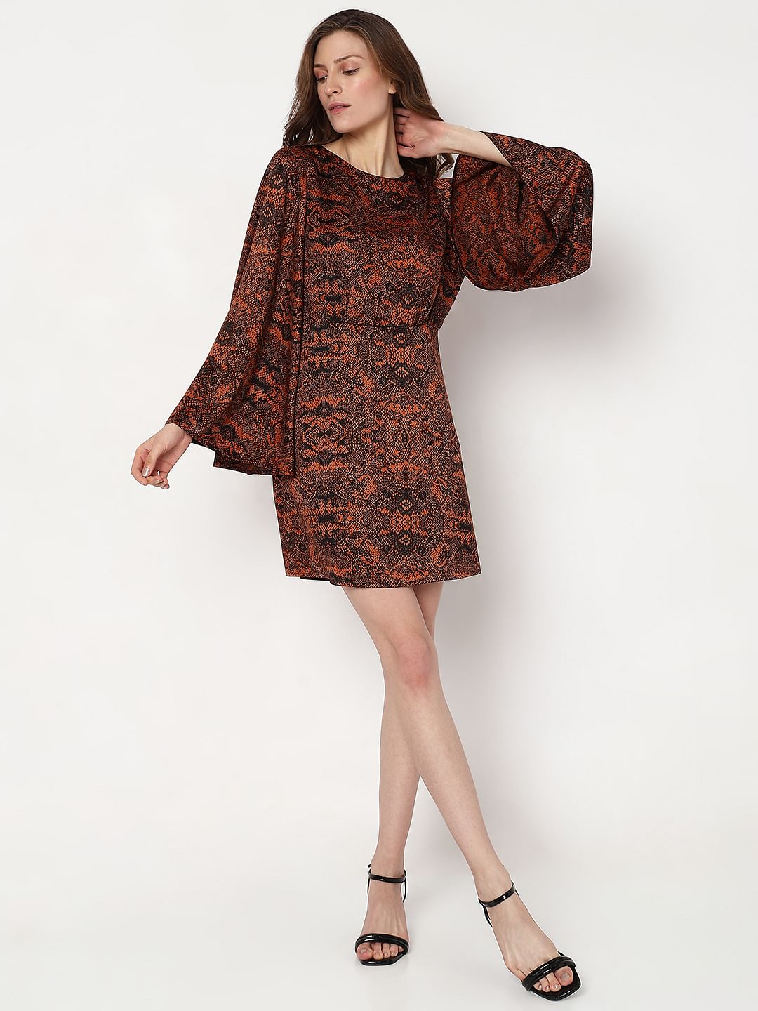 Brown & Black Animal Print Mini Dress