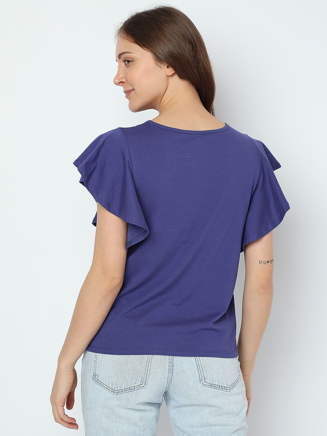 Navy Blue Foil Print T-Shirt