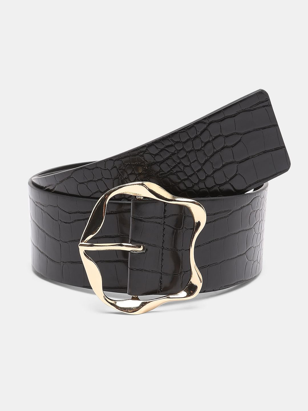 Black Croc Embossed Belt