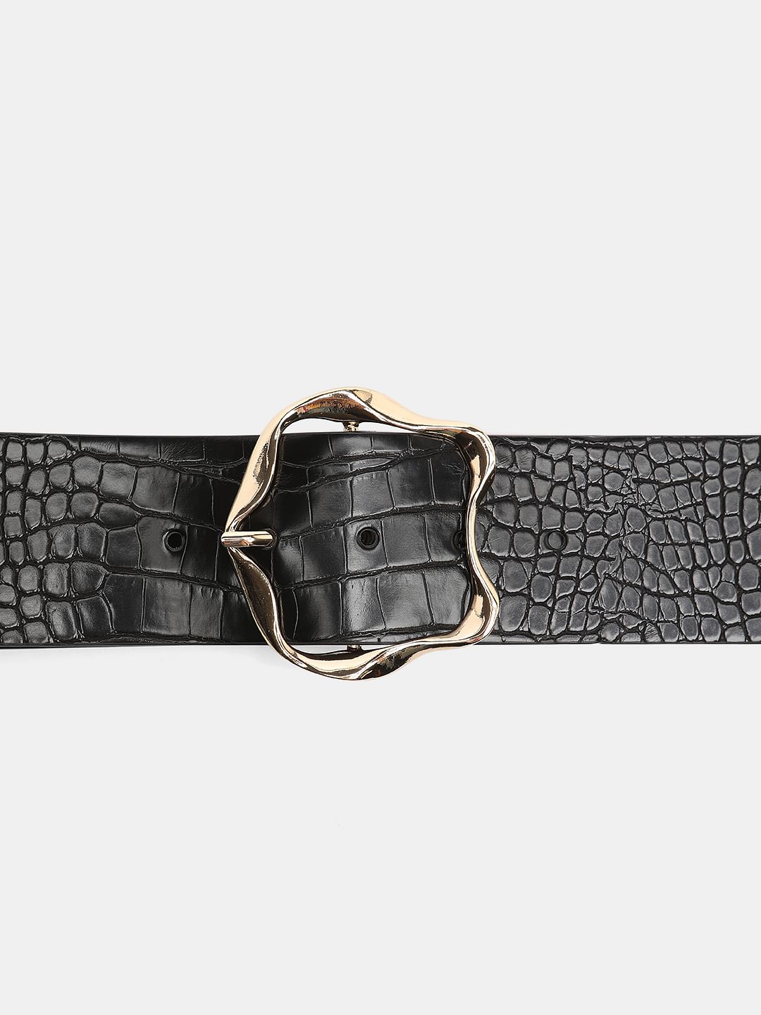 Black Croc Embossed Belt