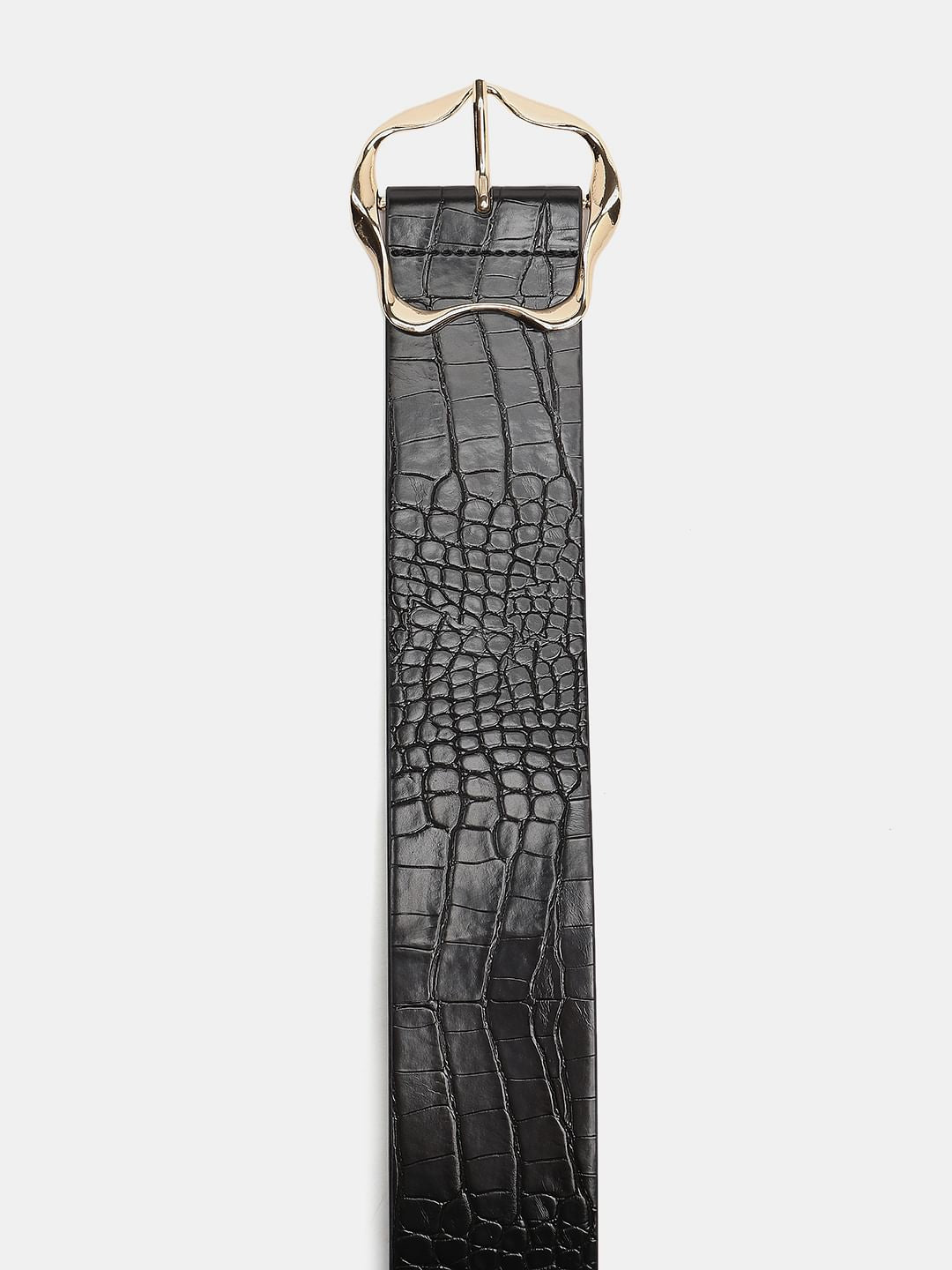 Black Croc Embossed Belt