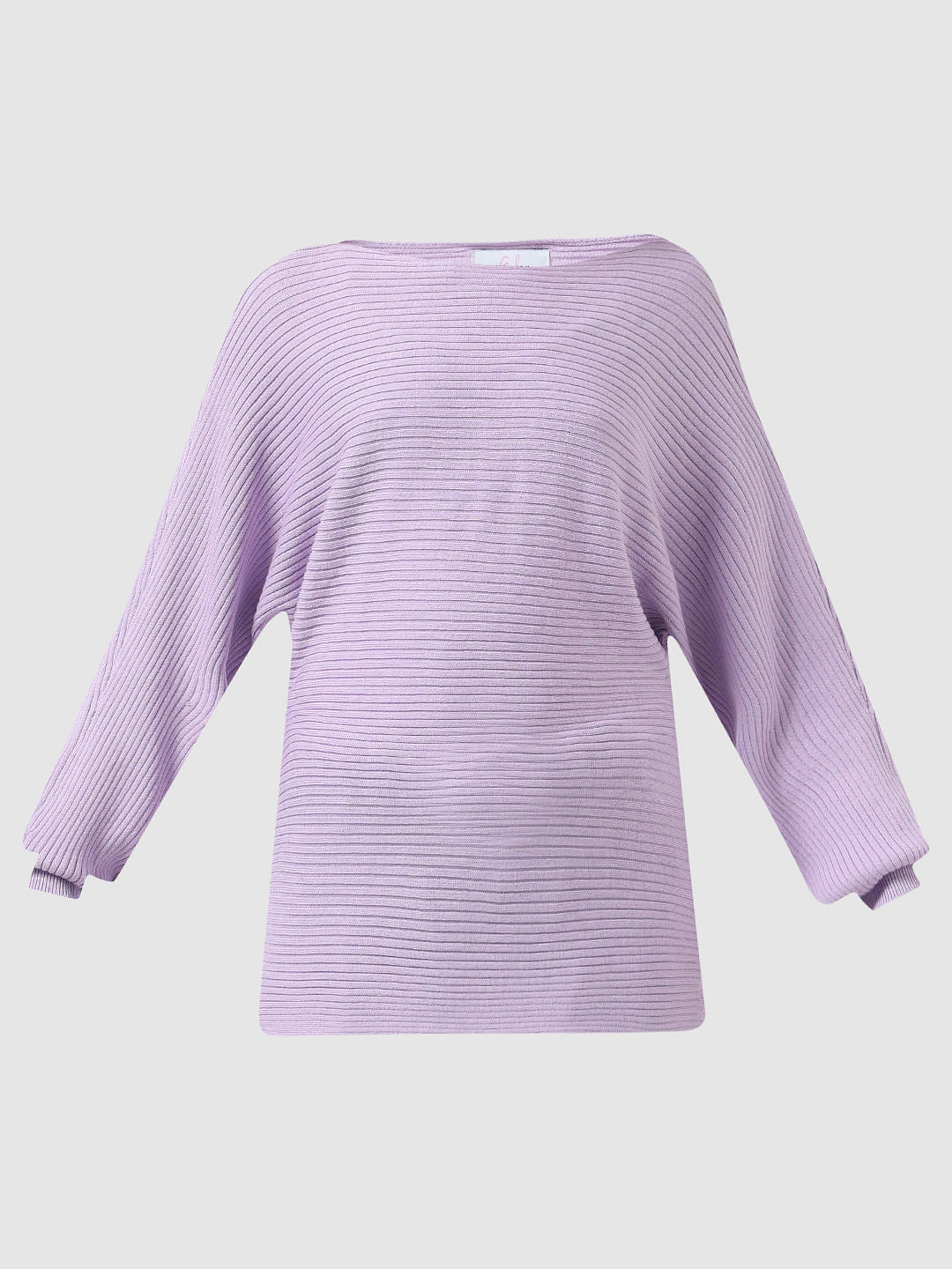 Girl Purple Ribbed Boat Neck Pullover