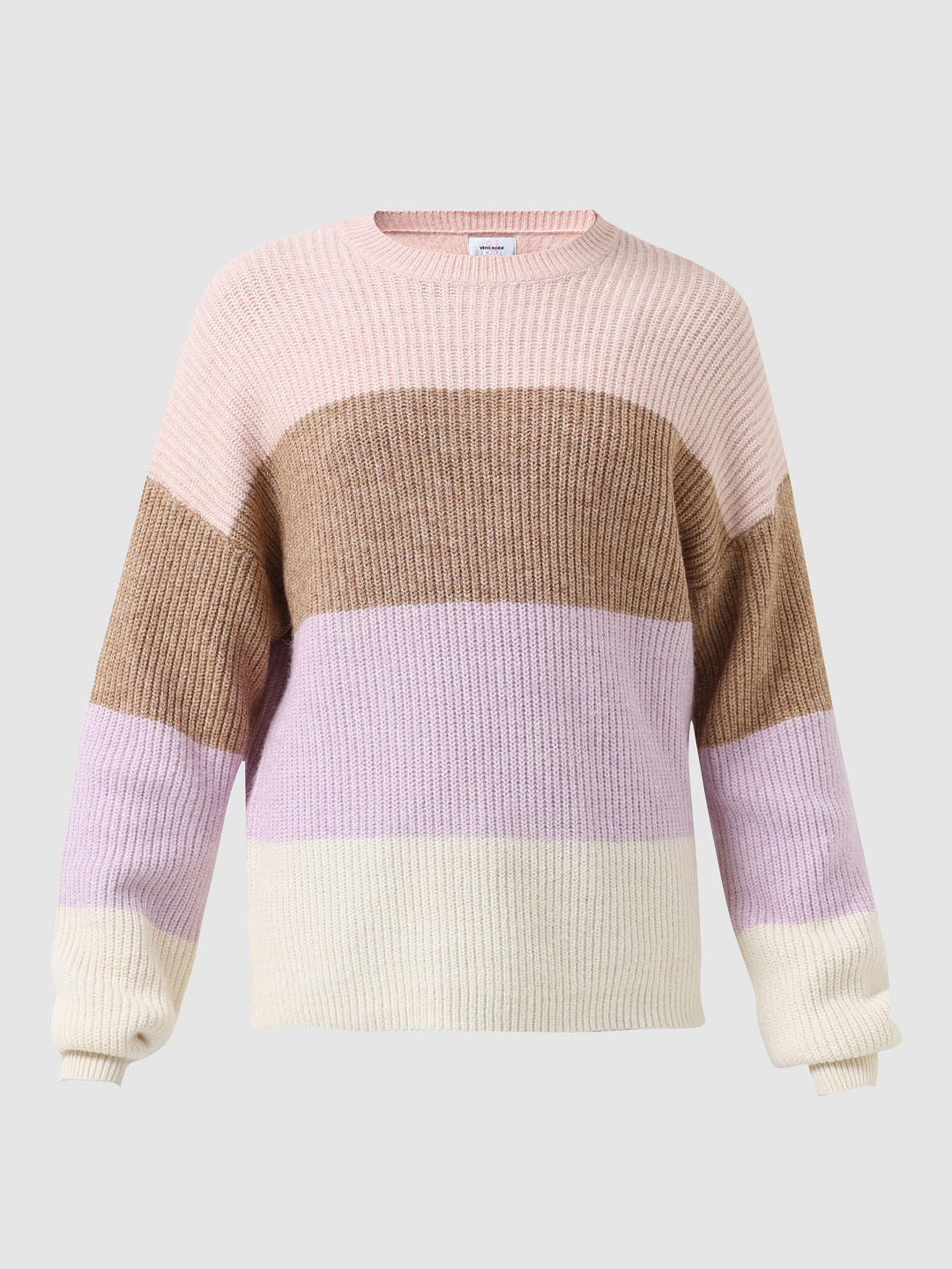 Girl Pink Colourblocked Pullover