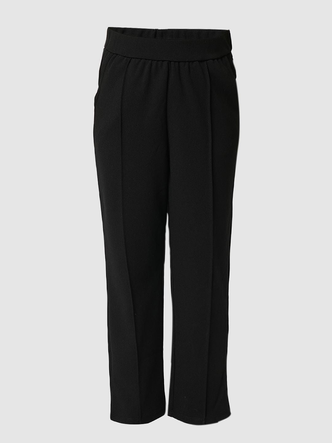 Girl Black Mid Rise Pintuck Pants