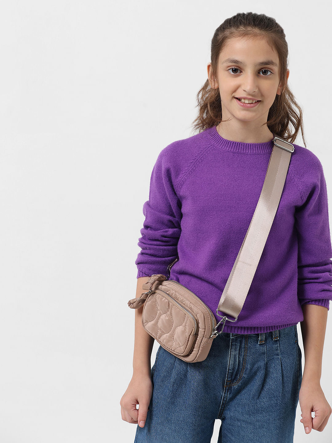 Girl Dark Purple Full Sleeves Pullover - 5/6Y
