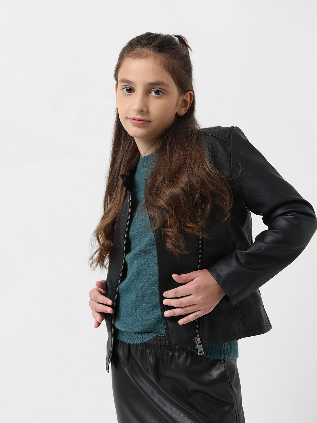 Girl Dark Green Full Sleeves Pullover