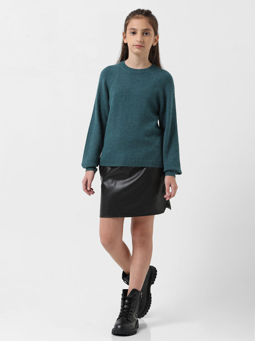 Girl Dark Green Full Sleeves Pullover