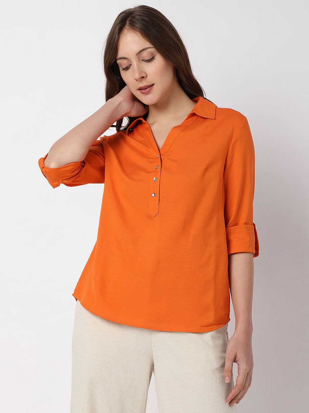 Orange Asymmetric Shirt