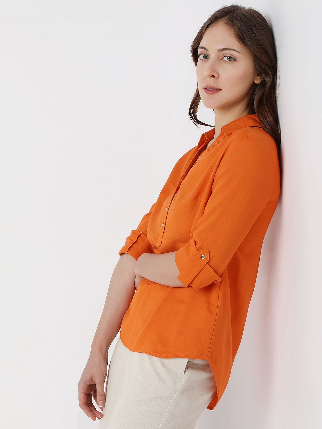 Orange Asymmetric Shirt