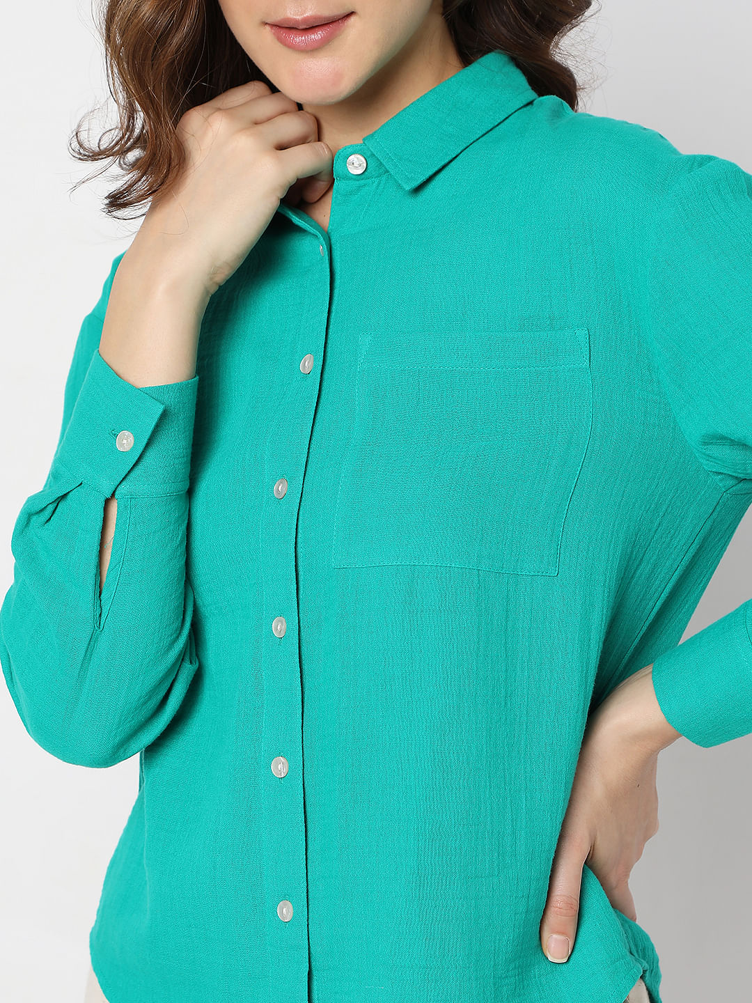 Green Drop Shoulder Shirt