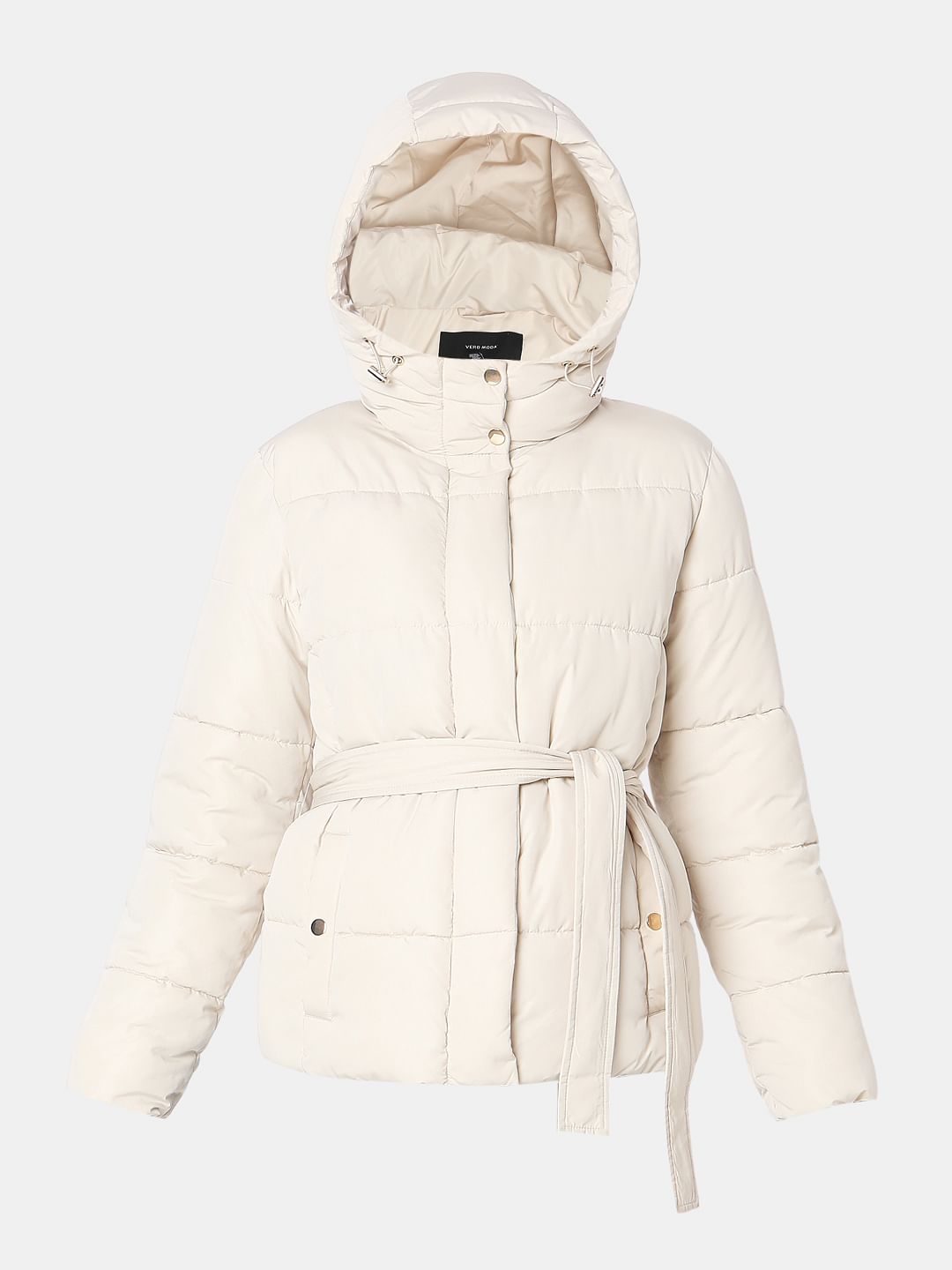 Beige Hooded Puffer Jacket