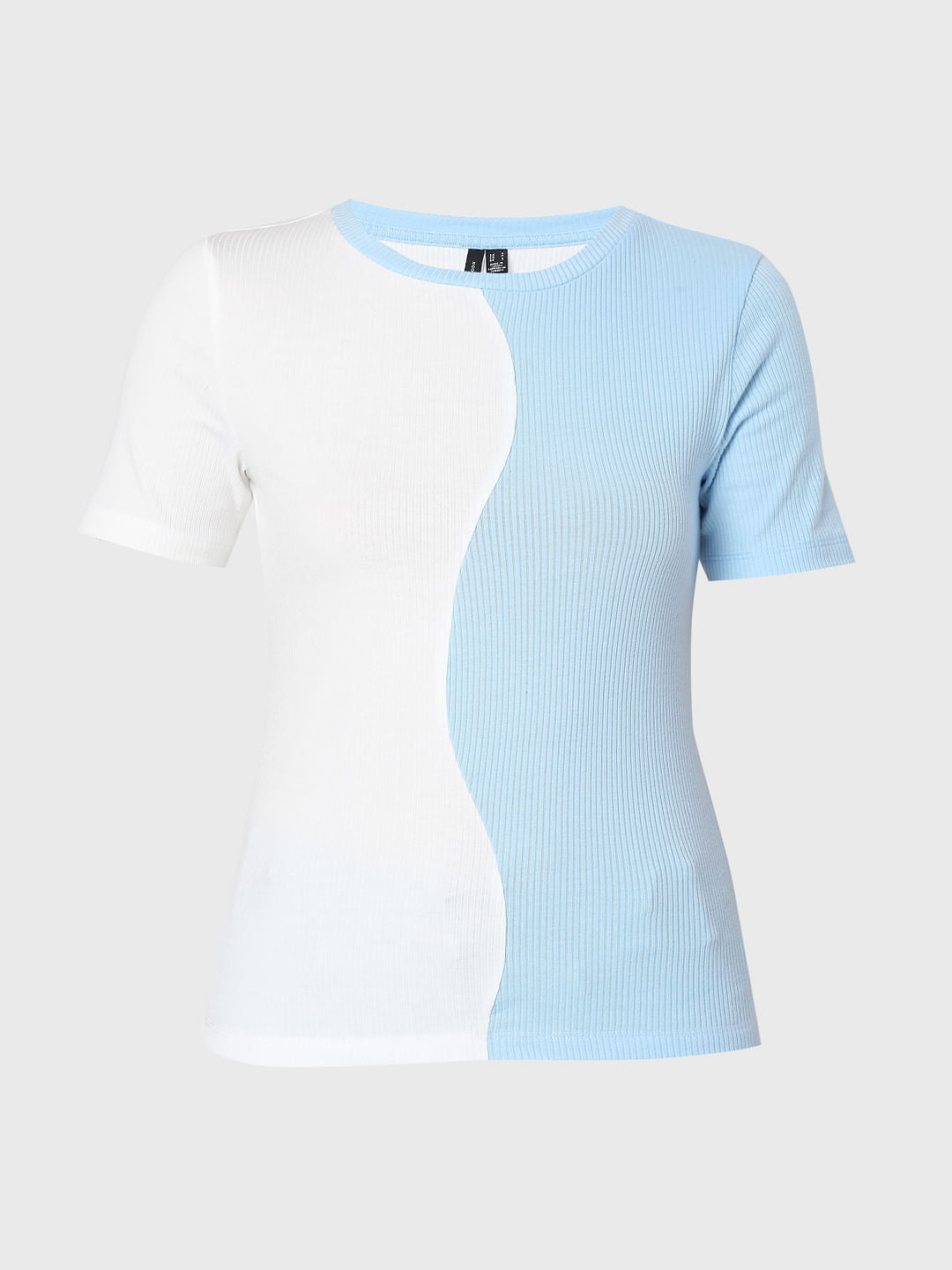 White Colourblocked Knit Top