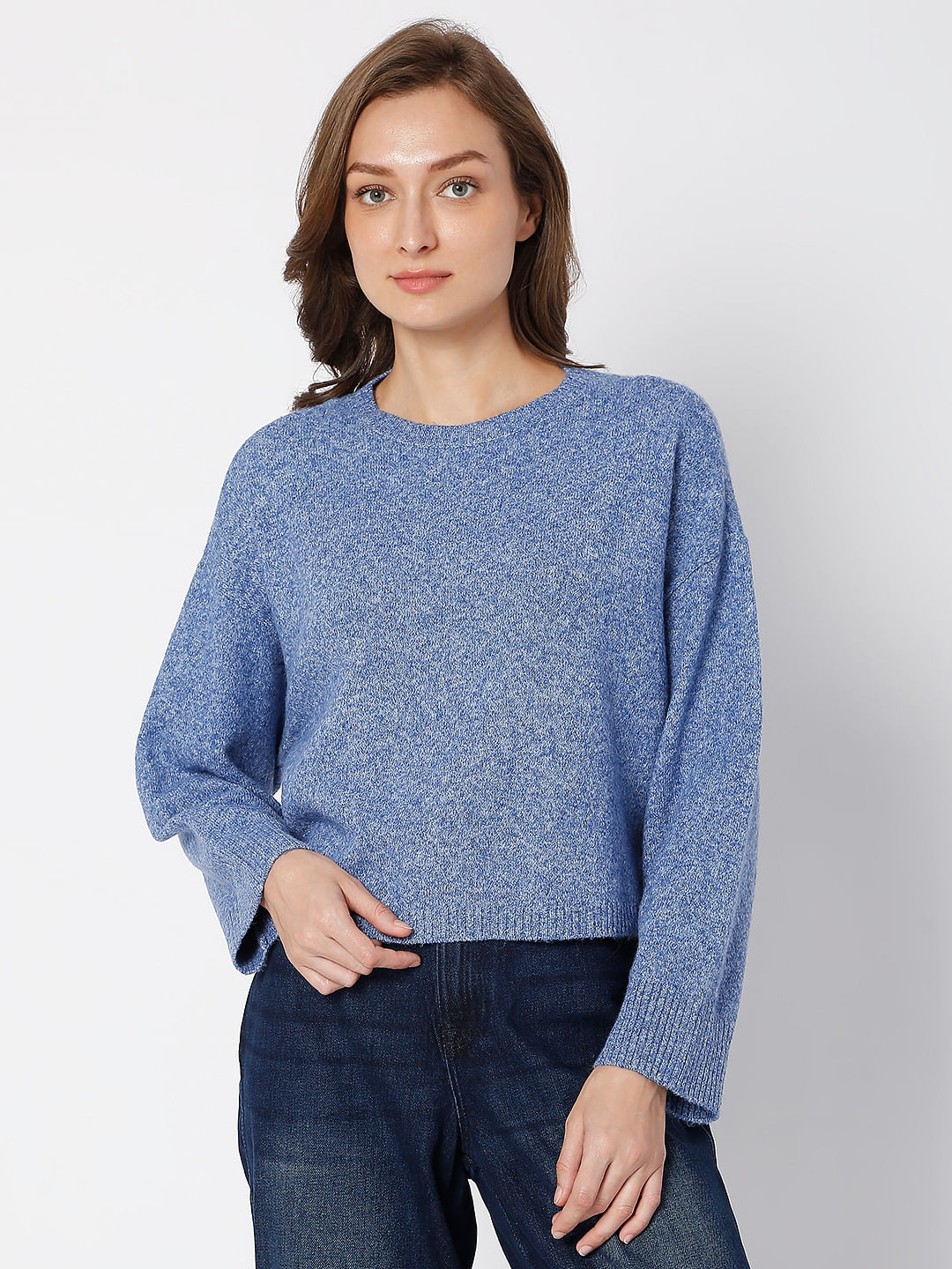Blue Boxy Fit Knit Top