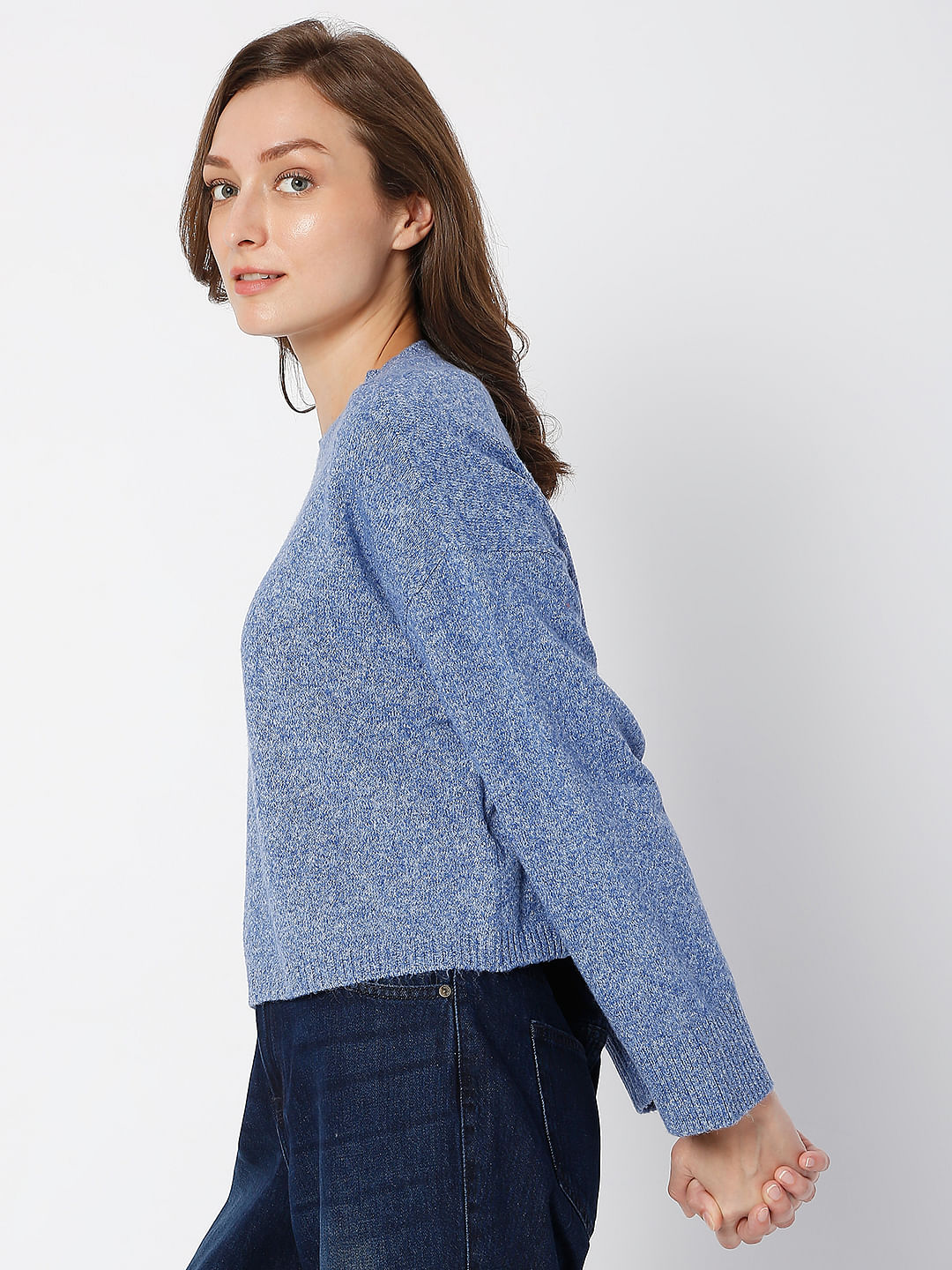 Blue Boxy Fit Knit Top