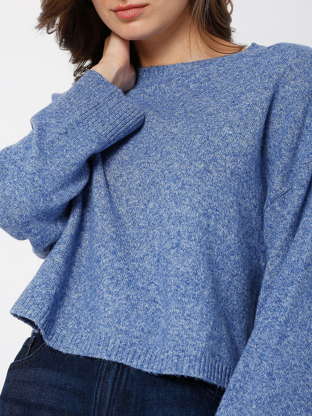 Blue Boxy Fit Knit Top