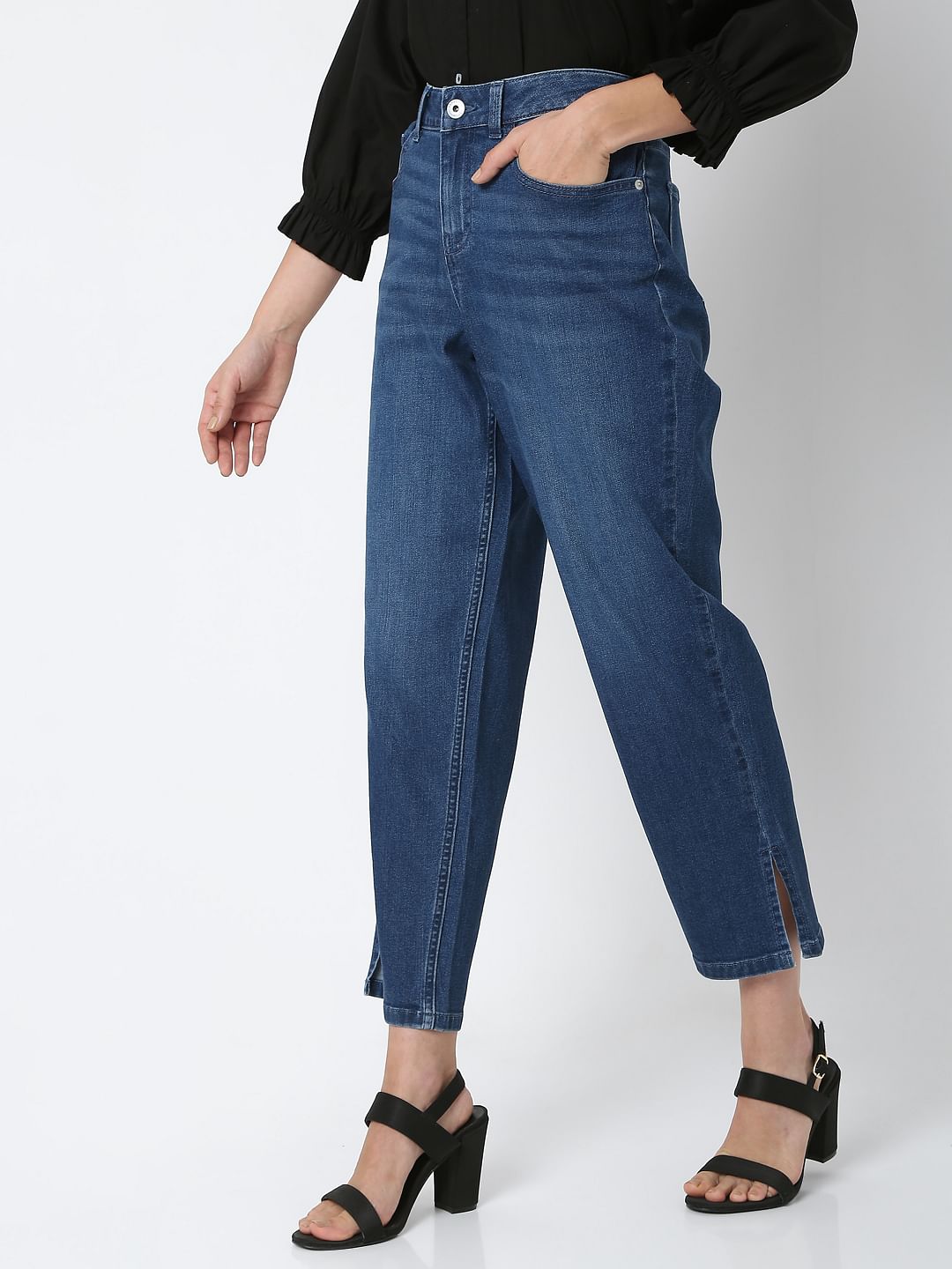 Blue High Rise Jade Straight Fit Jeans
